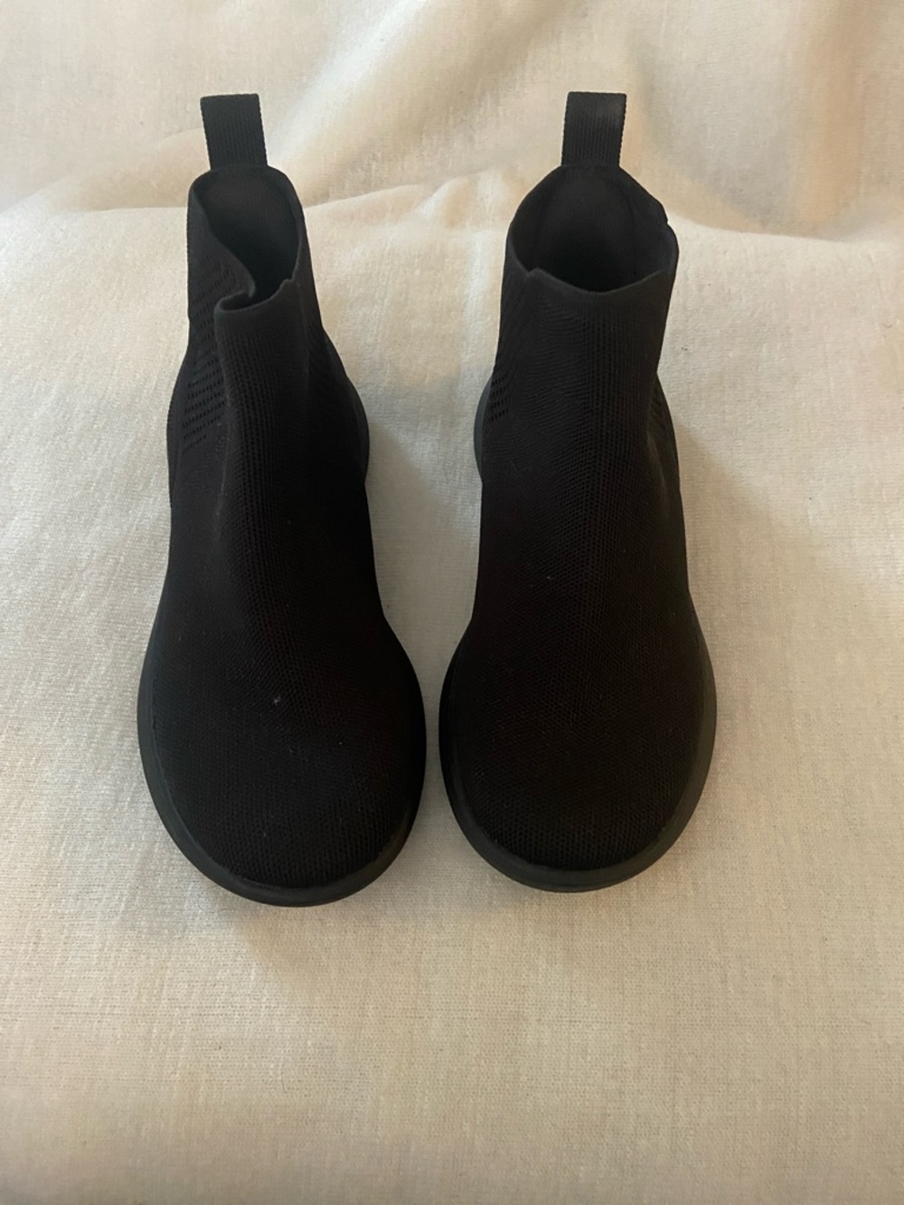 Slim Knit Pull-On Black Ankle Booties